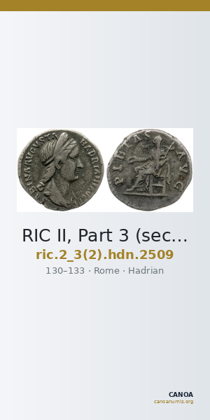 RIC II, Part 3 (second edition) Hadrian 2509 — CANOA