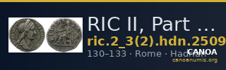 RIC II, Part 3 (second edition) Hadrian 2509 — CANOA
