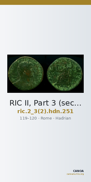 RIC II, Part 3 (second edition) Hadrian 251 — CANOA