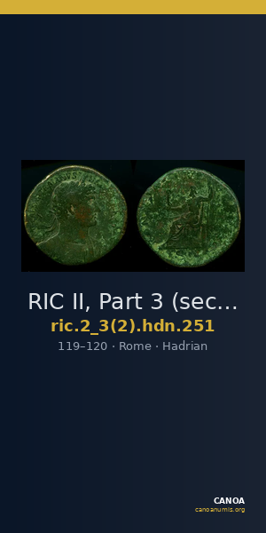 RIC II, Part 3 (second edition) Hadrian 251 — CANOA