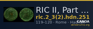 RIC II, Part 3 (second edition) Hadrian 251 — CANOA