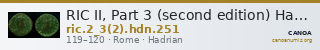 RIC II, Part 3 (second edition) Hadrian 251 — CANOA