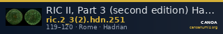 RIC II, Part 3 (second edition) Hadrian 251 — CANOA