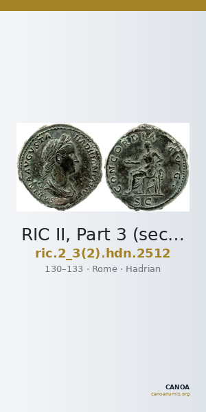 RIC II, Part 3 (second edition) Hadrian 2512 — CANOA