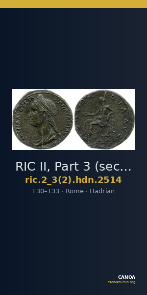 RIC II, Part 3 (second edition) Hadrian 2514 — CANOA