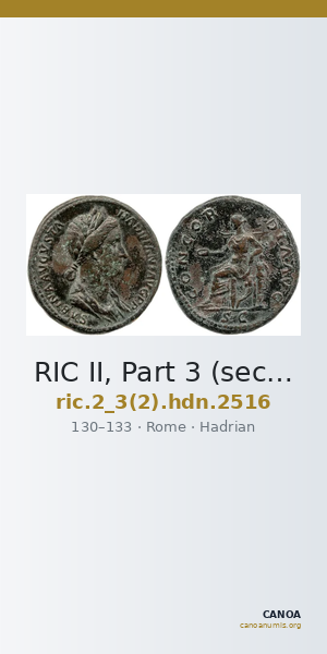RIC II, Part 3 (second edition) Hadrian 2516 — CANOA