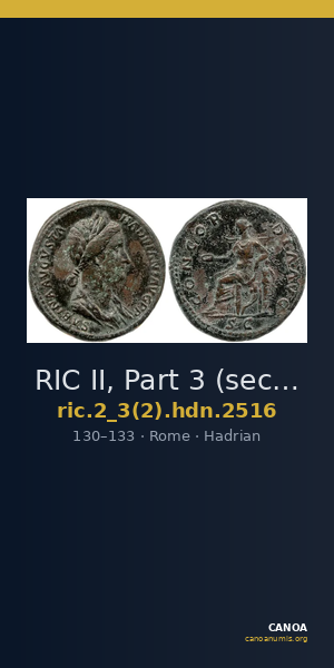 RIC II, Part 3 (second edition) Hadrian 2516 — CANOA