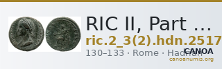 RIC II, Part 3 (second edition) Hadrian 2517 — CANOA