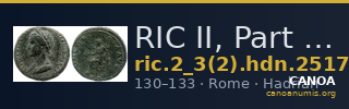 RIC II, Part 3 (second edition) Hadrian 2517 — CANOA