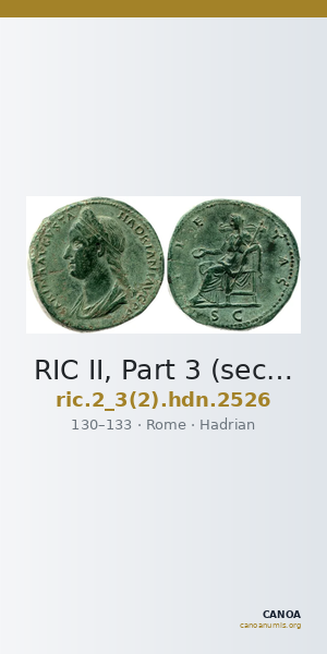 RIC II, Part 3 (second edition) Hadrian 2526 — CANOA