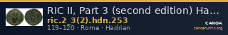 RIC II, Part 3 (second edition) Hadrian 253 — CANOA