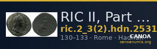 RIC II, Part 3 (second edition) Hadrian 2531 — CANOA