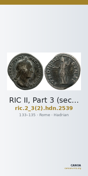 RIC II, Part 3 (second edition) Hadrian 2539 — CANOA