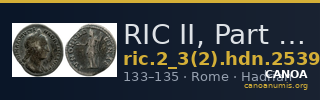 RIC II, Part 3 (second edition) Hadrian 2539 — CANOA