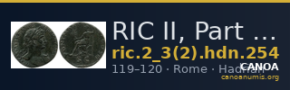 RIC II, Part 3 (second edition) Hadrian 254 — CANOA