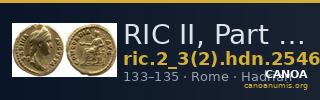 RIC II, Part 3 (second edition) Hadrian 2546 — CANOA
