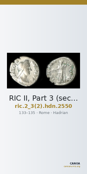 RIC II, Part 3 (second edition) Hadrian 2550 — CANOA