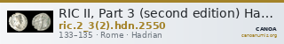 RIC II, Part 3 (second edition) Hadrian 2550 — CANOA