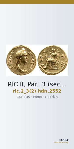RIC II, Part 3 (second edition) Hadrian 2552 — CANOA