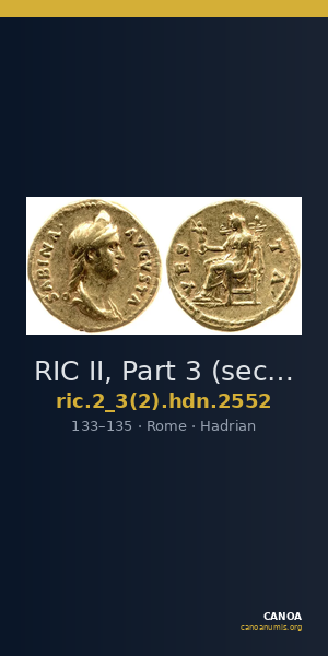 RIC II, Part 3 (second edition) Hadrian 2552 — CANOA