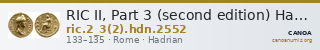 RIC II, Part 3 (second edition) Hadrian 2552 — CANOA