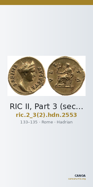 RIC II, Part 3 (second edition) Hadrian 2553 — CANOA