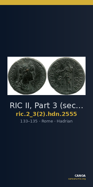 RIC II, Part 3 (second edition) Hadrian 2555 — CANOA
