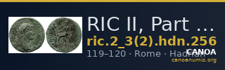 RIC II, Part 3 (second edition) Hadrian 256 — CANOA
