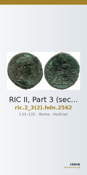 RIC II, Part 3 (second edition) Hadrian 2562 — CANOA