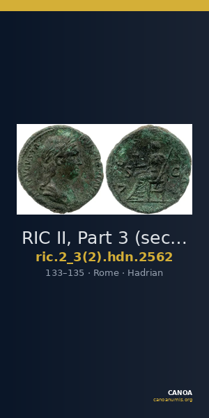 RIC II, Part 3 (second edition) Hadrian 2562 — CANOA