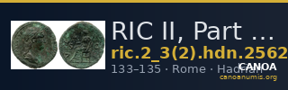 RIC II, Part 3 (second edition) Hadrian 2562 — CANOA