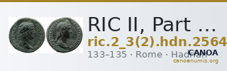 RIC II, Part 3 (second edition) Hadrian 2564 — CANOA
