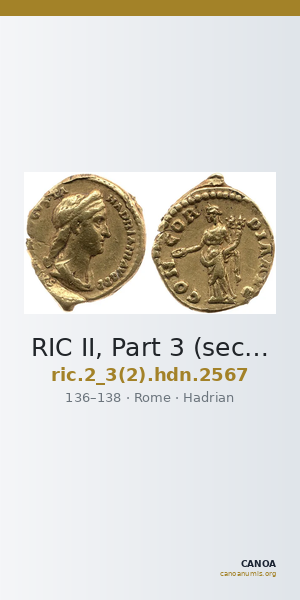 RIC II, Part 3 (second edition) Hadrian 2567 — CANOA