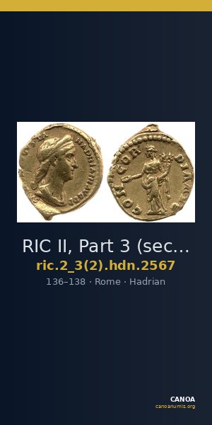 RIC II, Part 3 (second edition) Hadrian 2567 — CANOA
