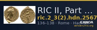 RIC II, Part 3 (second edition) Hadrian 2567 — CANOA