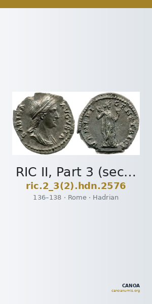 RIC II, Part 3 (second edition) Hadrian 2576 — CANOA