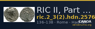 RIC II, Part 3 (second edition) Hadrian 2576 — CANOA