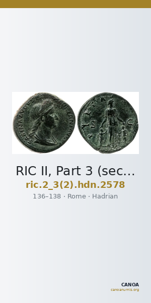 RIC II, Part 3 (second edition) Hadrian 2578 — CANOA
