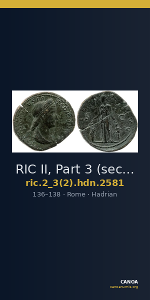 RIC II, Part 3 (second edition) Hadrian 2581 — CANOA