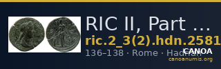 RIC II, Part 3 (second edition) Hadrian 2581 — CANOA