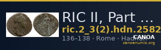 RIC II, Part 3 (second edition) Hadrian 2582 — CANOA