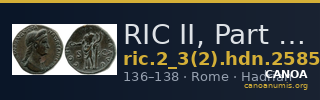 RIC II, Part 3 (second edition) Hadrian 2585 — CANOA