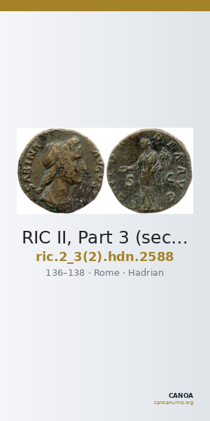 RIC II, Part 3 (second edition) Hadrian 2588 — CANOA