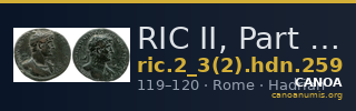 RIC II, Part 3 (second edition) Hadrian 259 — CANOA