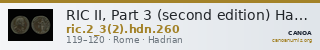 RIC II, Part 3 (second edition) Hadrian 260 — CANOA