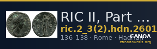 RIC II, Part 3 (second edition) Hadrian 2601 — CANOA