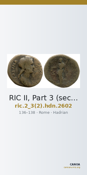 RIC II, Part 3 (second edition) Hadrian 2602 — CANOA