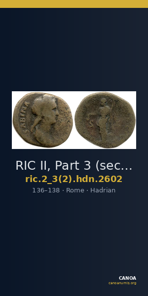 RIC II, Part 3 (second edition) Hadrian 2602 — CANOA