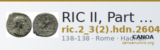 RIC II, Part 3 (second edition) Hadrian 2604 — CANOA