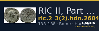 RIC II, Part 3 (second edition) Hadrian 2604 — CANOA